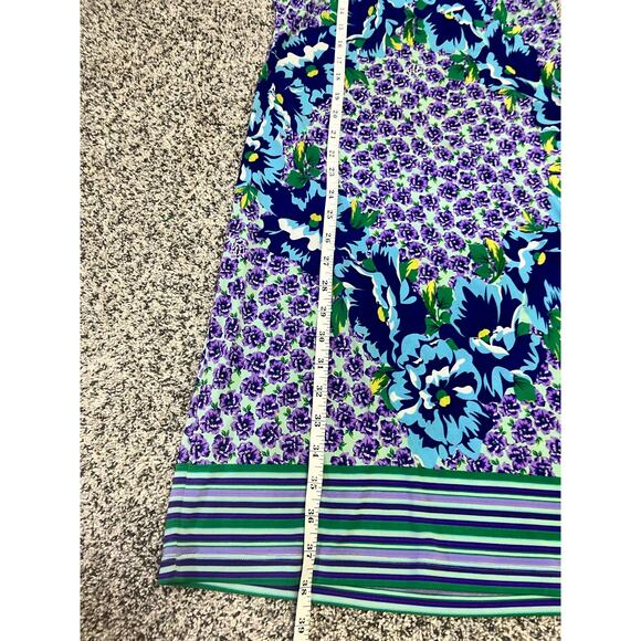 Roberto Cavalli Dress XL Floral Stripe Sleeveless‎ Purple Green Boho Y2K Resort - Picture 10 of 16